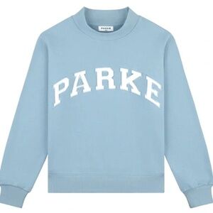 PARKE Back to School Varsity Mockneck Sky and White NWT